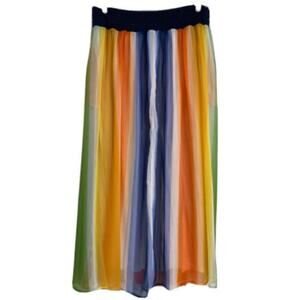 Soft Surroundings Rainbow Globetrotter Chiffon Maxi Skirt Pockets Women 2X
